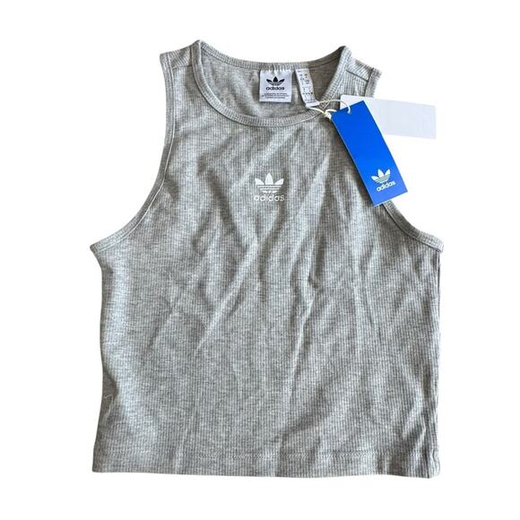 Adidas Women's Light Gray ESSENTIALS RIBBED TANK TOP Size Small NEW - Picture 6 of 13